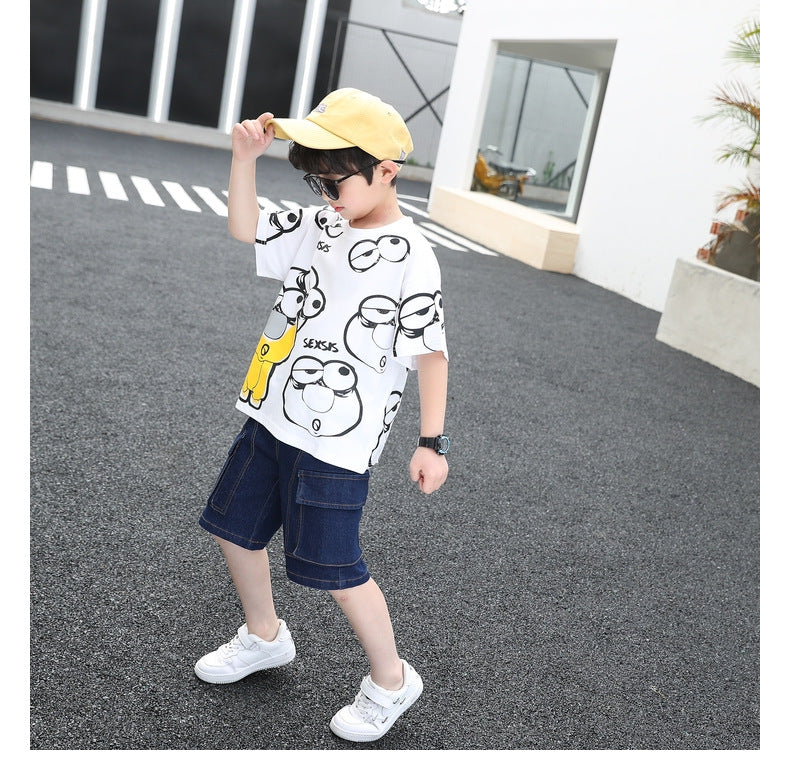 Boys Printed Round Neck T-shirt With Short