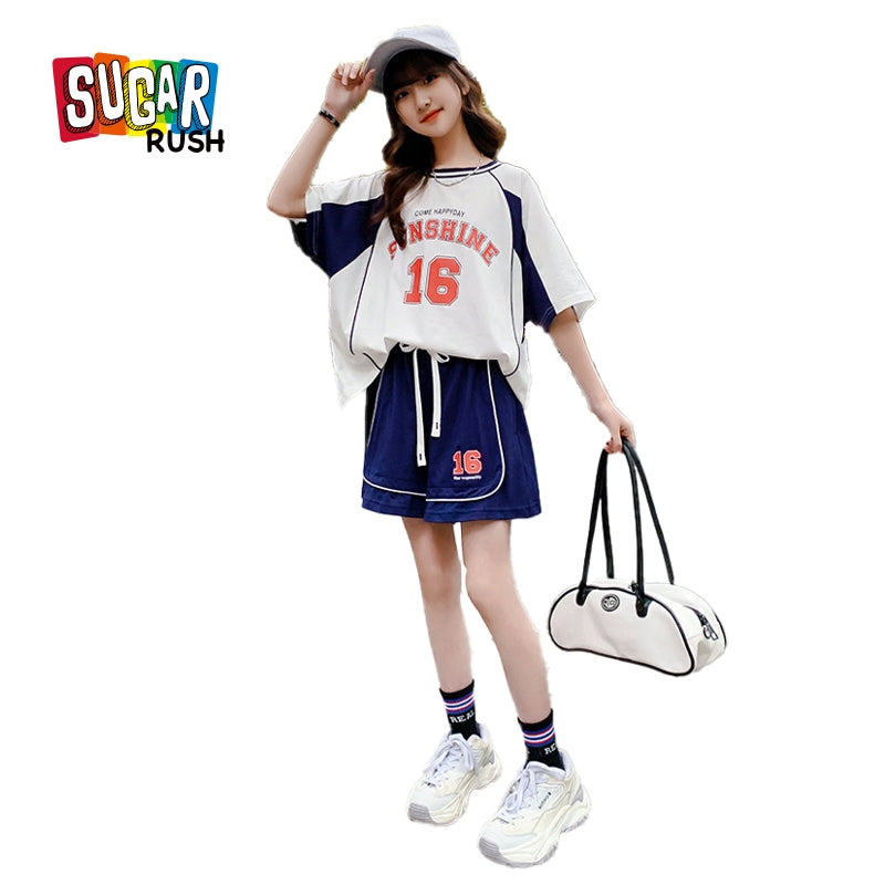 Girls Colourblocked T-shirt With Short