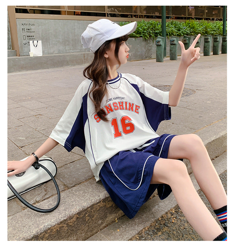 Girls Colourblocked T-shirt With Short
