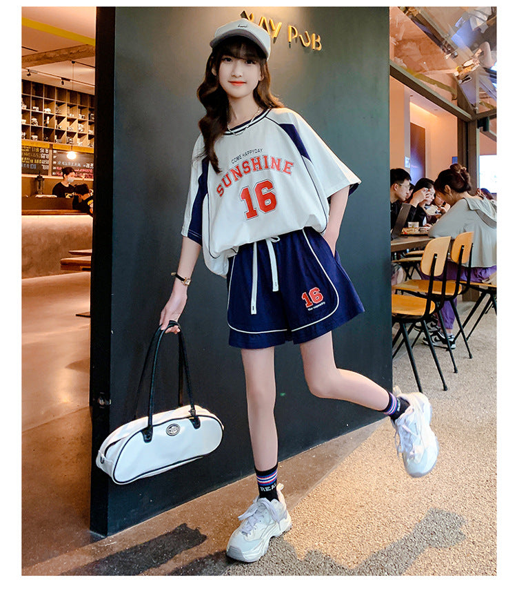 Girls Colourblocked T-shirt With Short