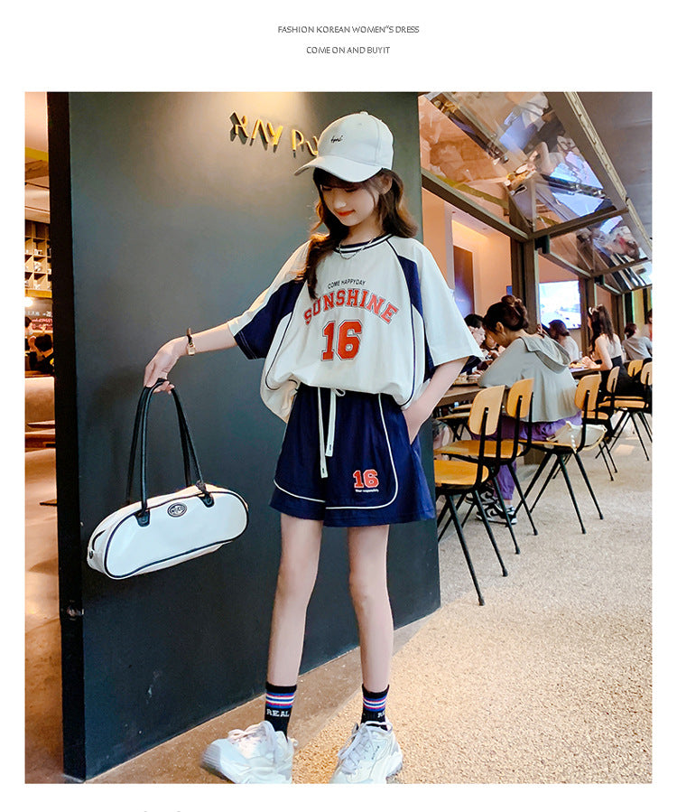 Girls Colourblocked T-shirt With Short