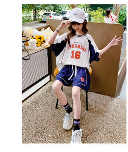 Girls Colourblocked T-shirt With Short