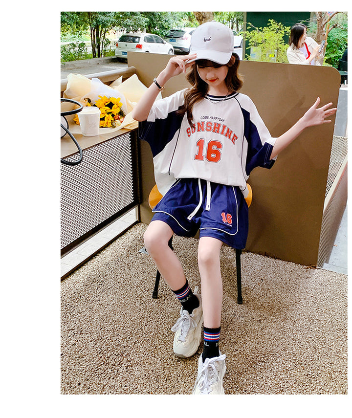 Girls Colourblocked T-shirt With Short