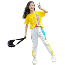 Girls Printed Round Neck Top With Pyjama