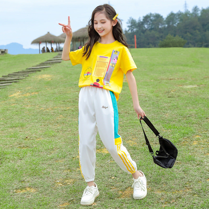 Girls Printed Round Neck Top With Pyjama