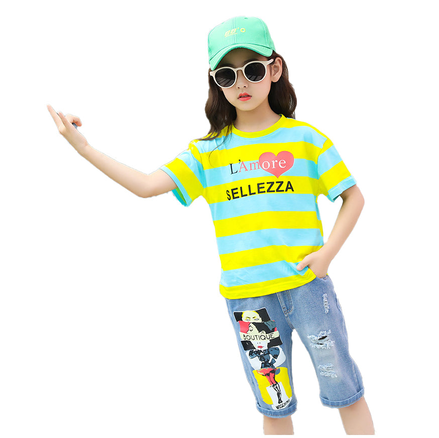 Girls Striped Top With Short