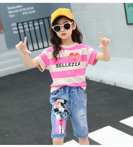 Girls Striped T-shirt With Short