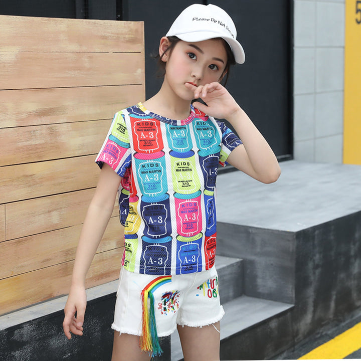 Girls Printed T-shirt With Short