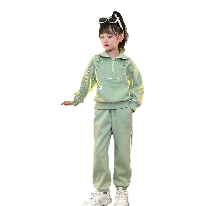 Girls Long Sleeves Hooded T-shirt With Trousers