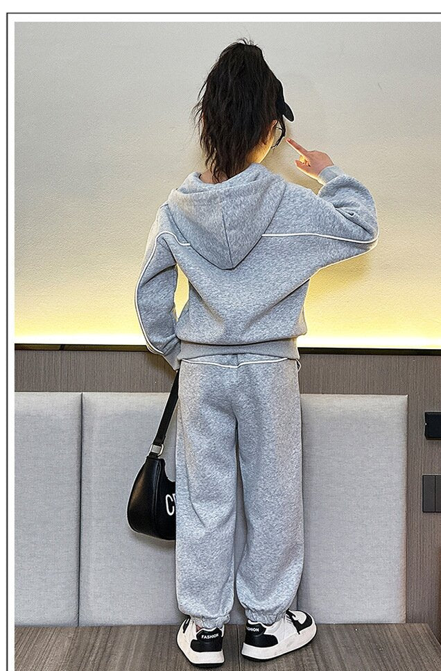Girls Grey Hooded T-shirt with Trousers
