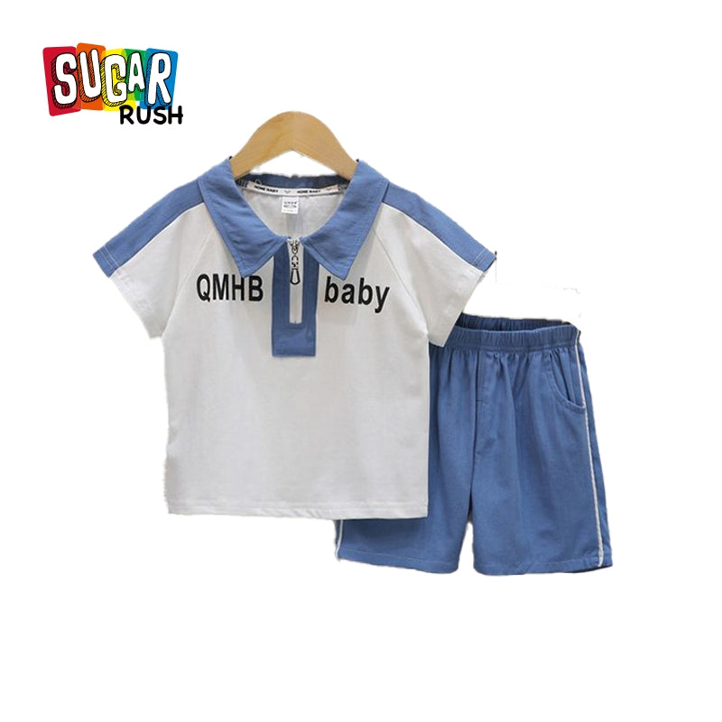 Boys Polo Collar Short Sleeves T-shirt With Shorts