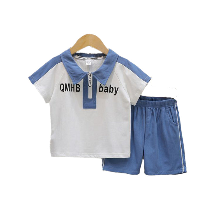 Boys Polo Collar Short Sleeves T-shirt With Shorts