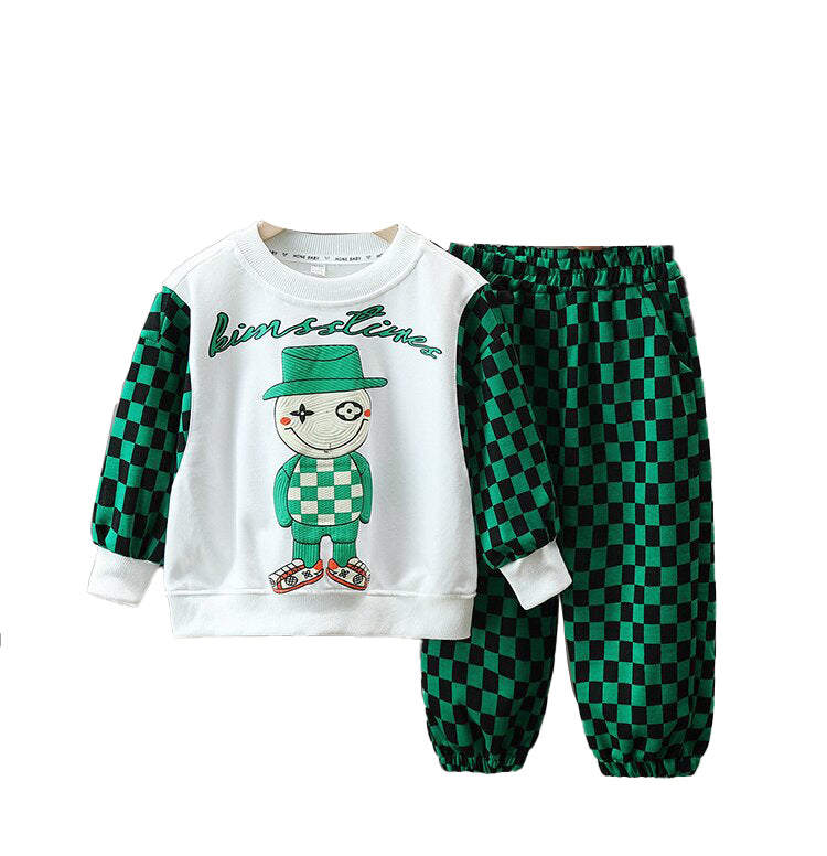 Boys Round Neck Long Sleeves Printed T-shirt with Pyjama
