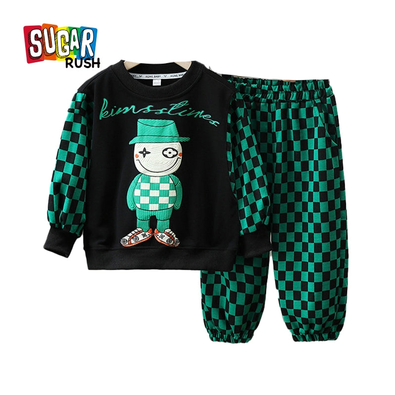 Boys Round Neck Long Sleeves Printed T-shirt with Trouser