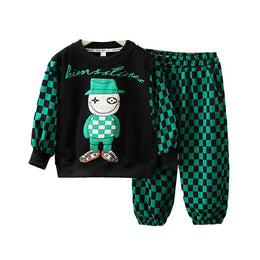 Boys Round Neck Long Sleeves Printed T-shirt with Trouser