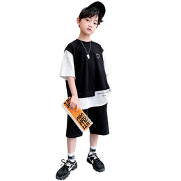 Boys Round Neck Short Sleeves T-shirt With Shorts