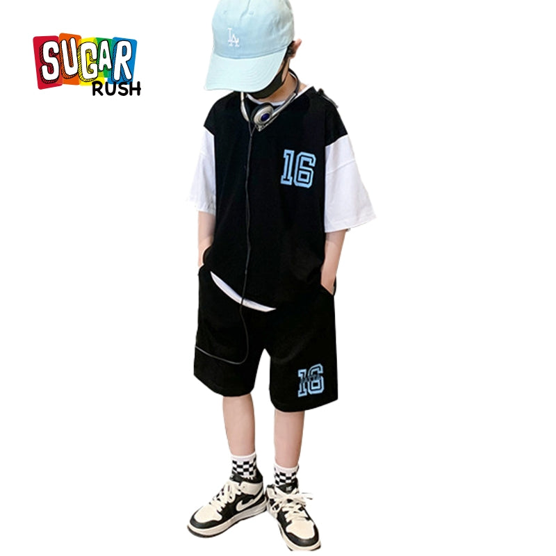 Boys Round Neck Short Sleeves T-shirt With Shorts