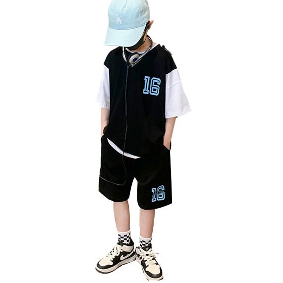 Boys Round Neck Short Sleeves T-shirt With Shorts