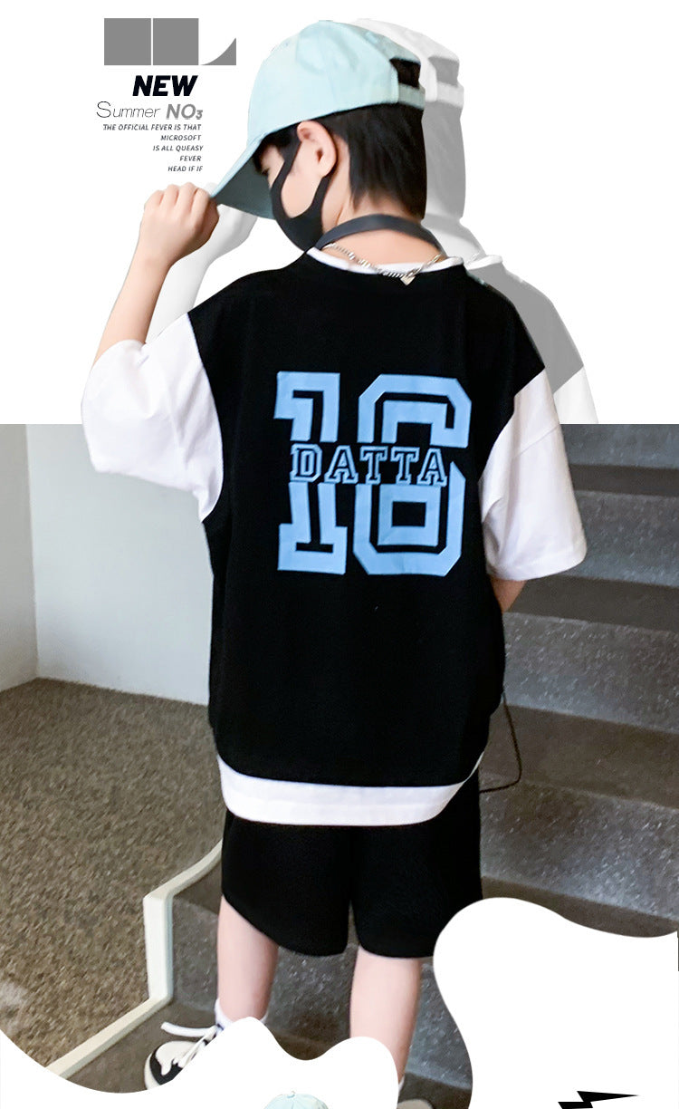 Boys Round Neck Short Sleeves T-shirt With Shorts