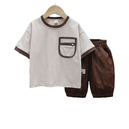 Boys Round Neck Short Sleeves T-shirt With Shorts