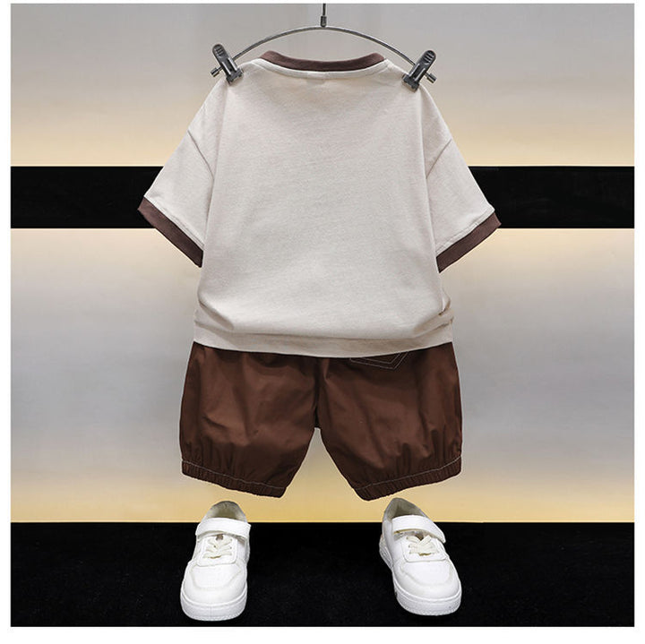 Boys Round Neck Short Sleeves T-shirt With Shorts