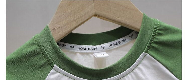 Boys Green & White Colourblocked T Shirt with Shorts