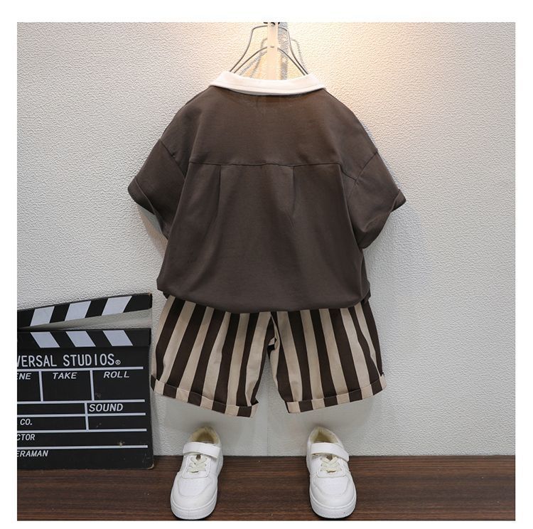 Boys Polo Collar Short Sleeves T-shirt With Shorts