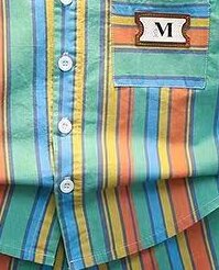 Boys Green & Blue Striped Shirt Collar Shirt with Shorts