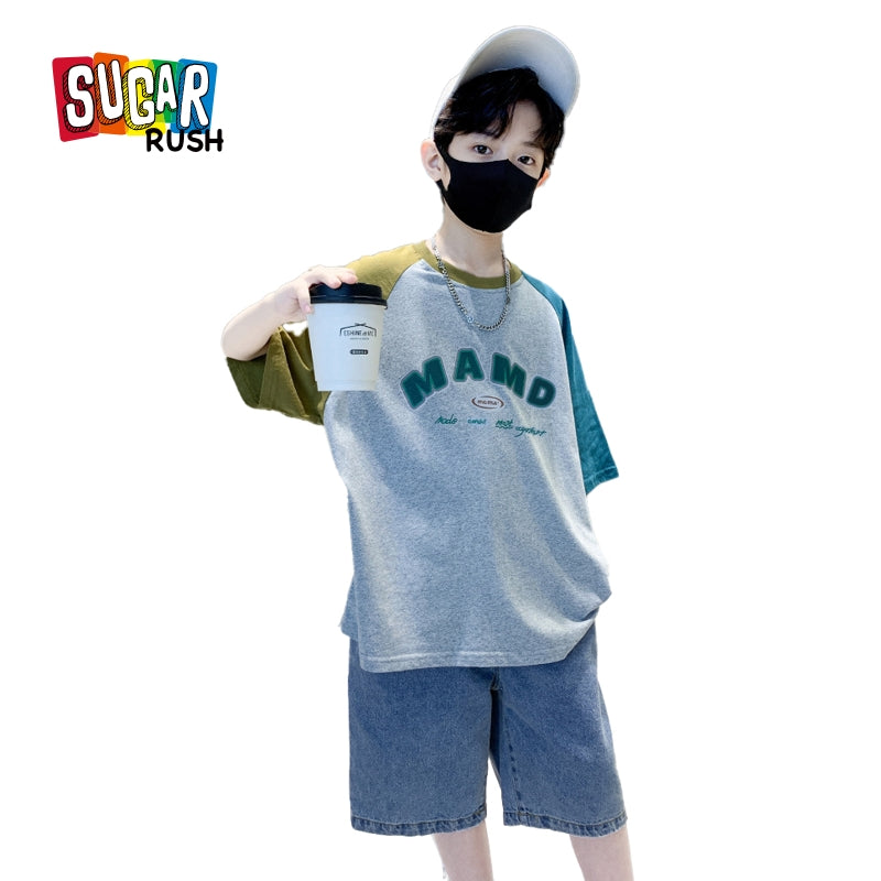 Boys Colourblocked T-shirt With Shorts