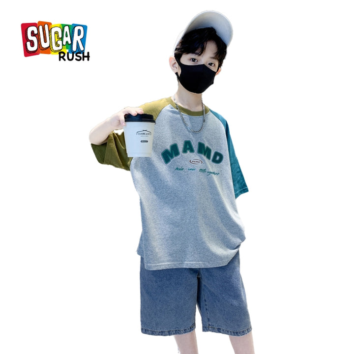 Boys Colourblocked T-shirt With Shorts