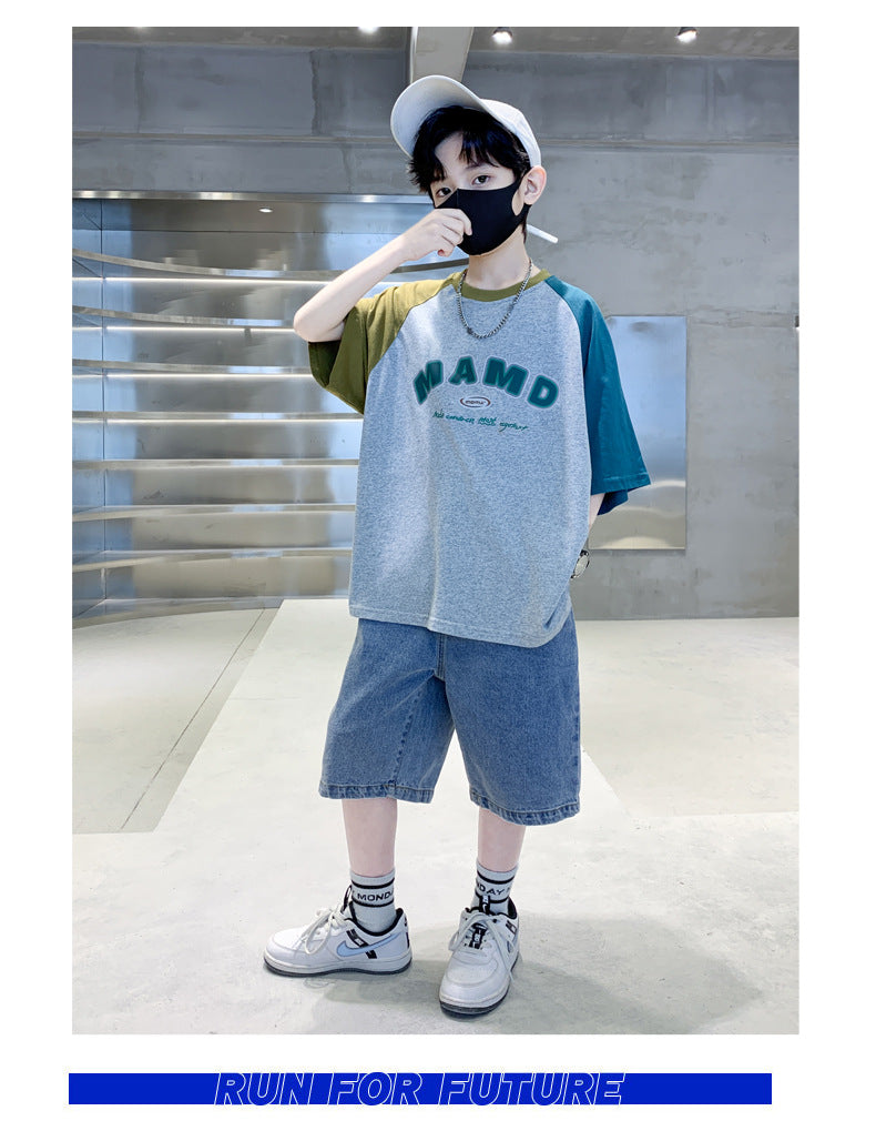 Boys Colourblocked T-shirt With Shorts