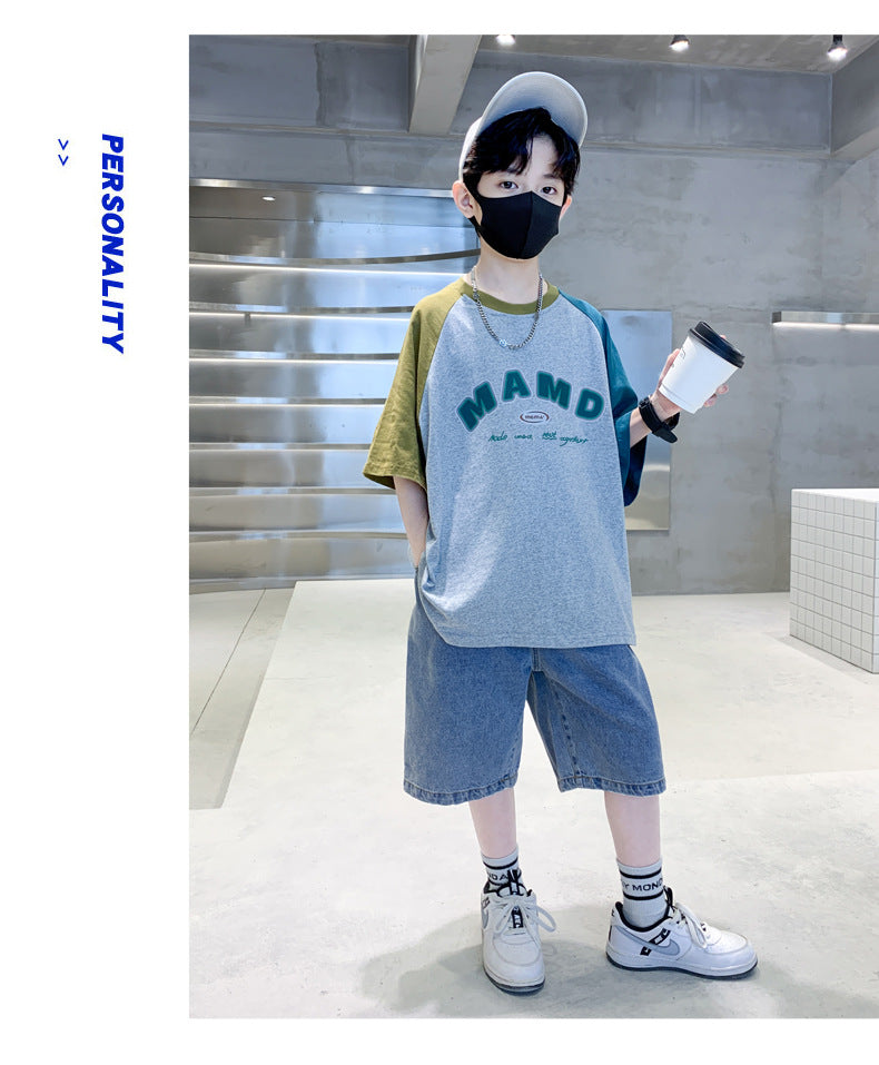 Boys Colourblocked T-shirt With Shorts