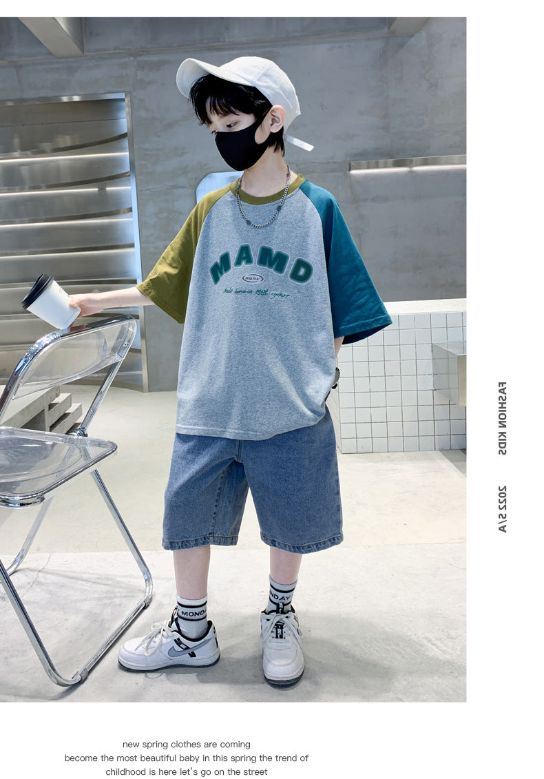 Boys Colourblocked T-shirt With Shorts