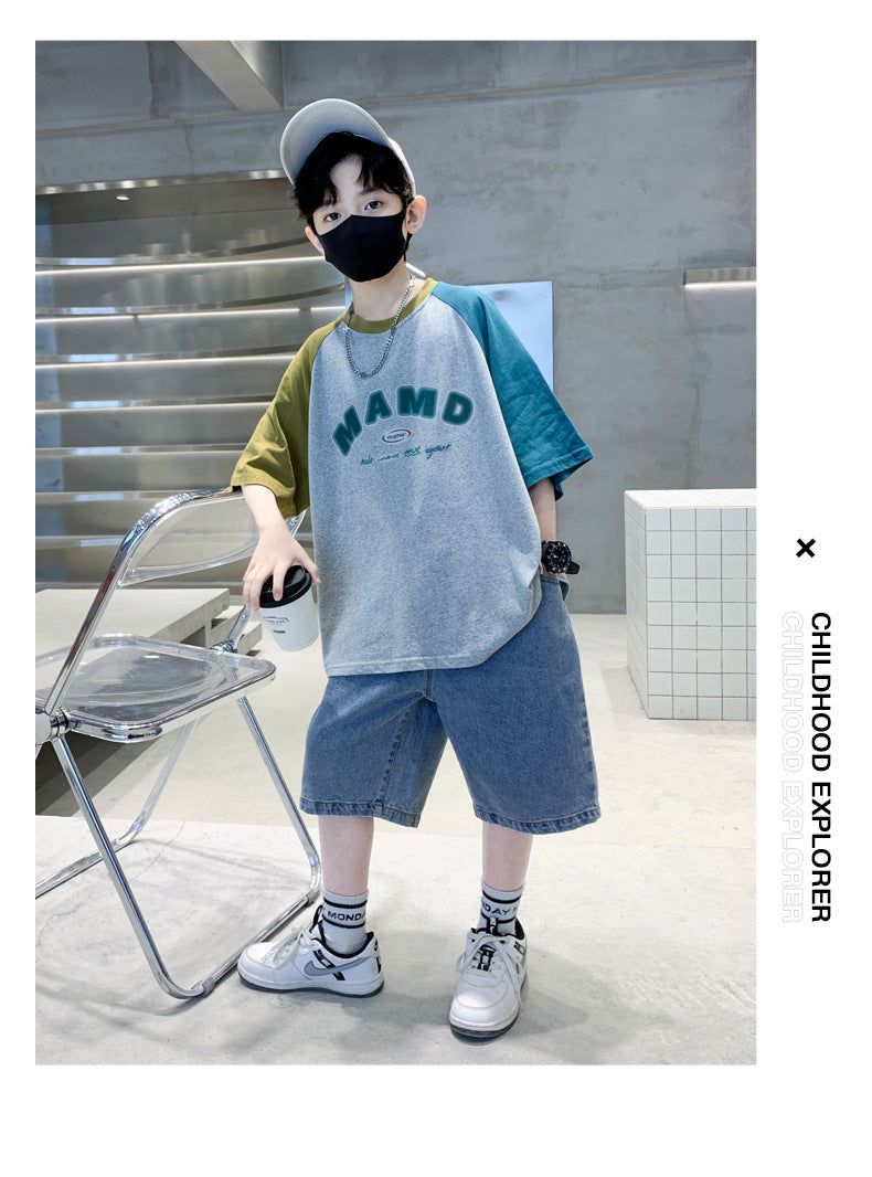 Boys Colourblocked T-shirt With Shorts