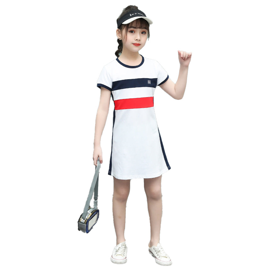 White Round Neck Cotton T-shirt Dress