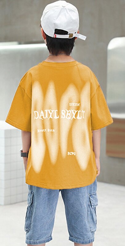 Boys Printed Round Neck Short Sleeves T-shirt With Capris
