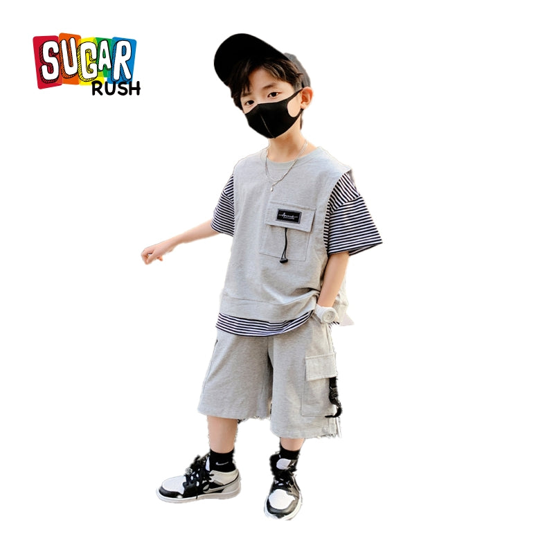 Boys Striped T-shirt With Shorts