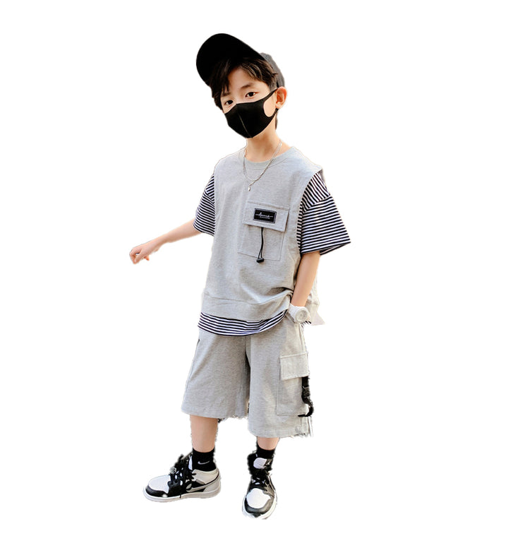 Boys Striped T-shirt With Shorts