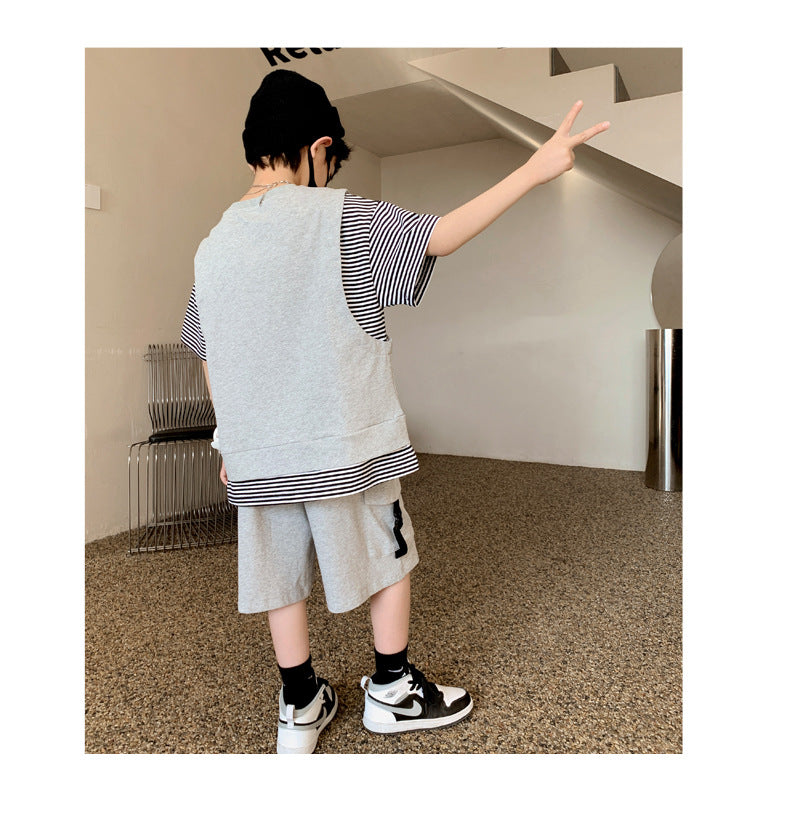 Boys Striped T-shirt With Shorts