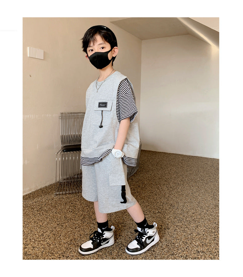 Boys Striped T-shirt With Shorts