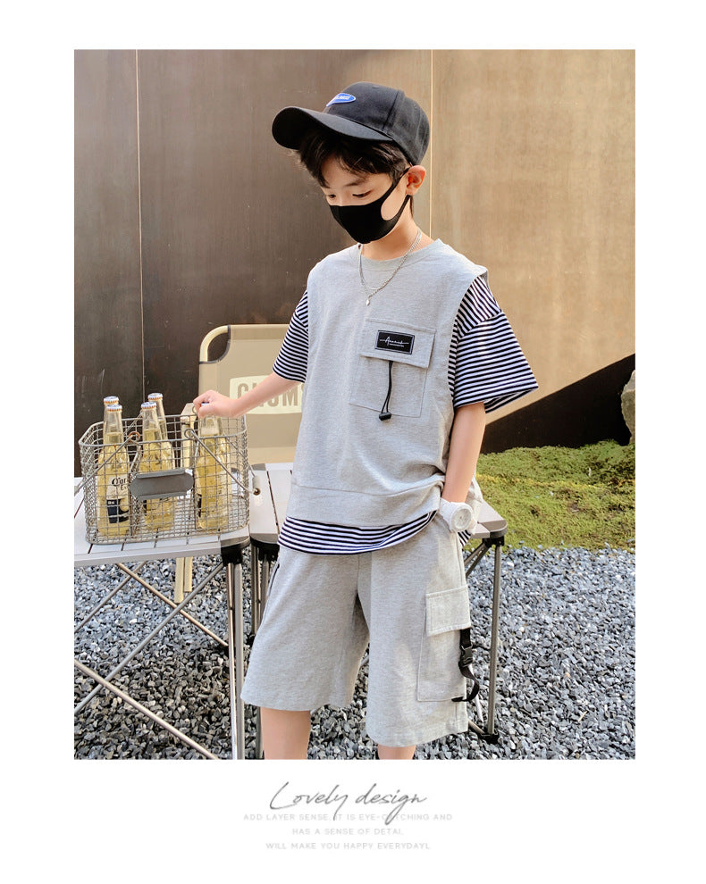 Boys Striped T-shirt With Shorts