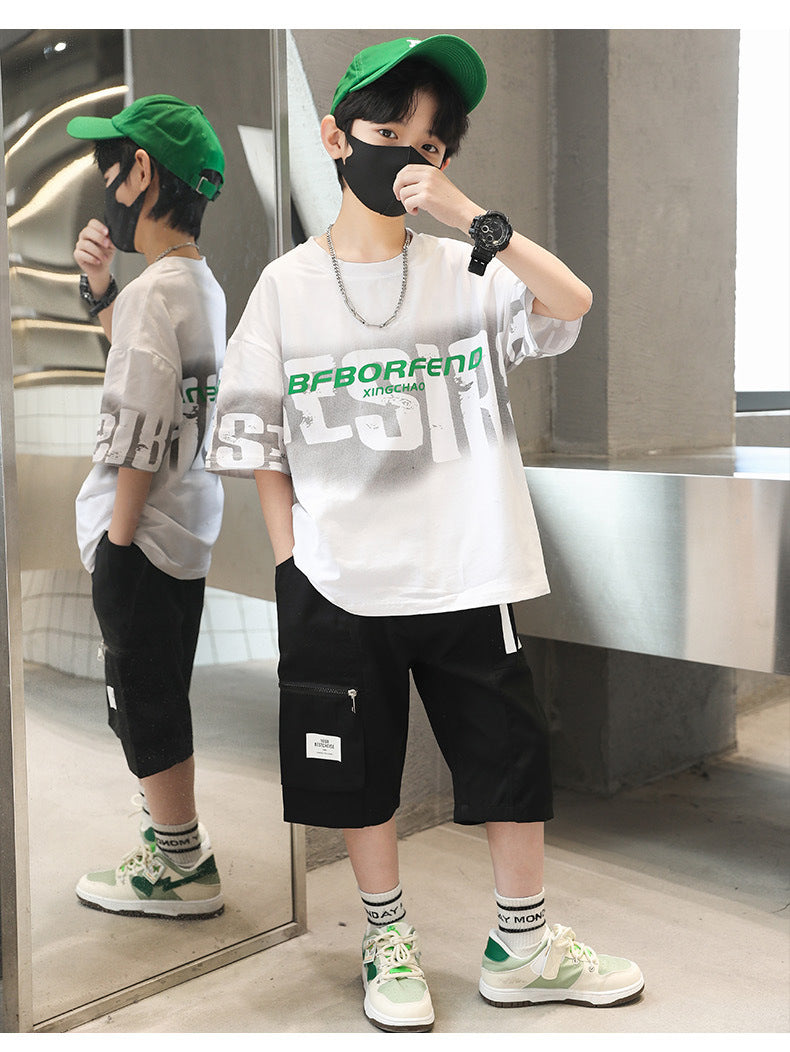 Boys Printed Short Sleeves T-shirt With Shorts