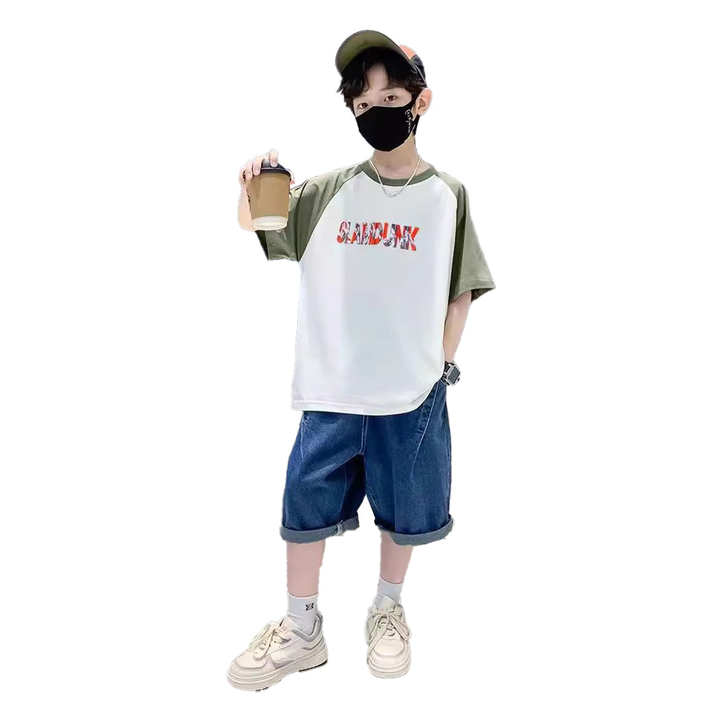 Boys Printed T-shirt with Shorts