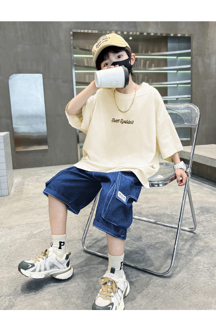 Boys Printed T-shirt with Shorts