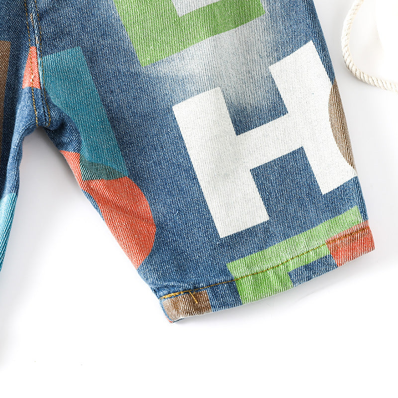Boys Blue Printed Regular Fit Shorts