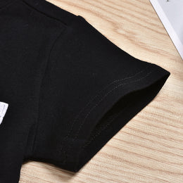 Boys Black & White Printed T-shirt with Shorts