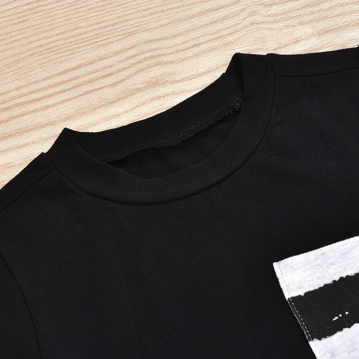 Boys Black & White Printed T-shirt with Shorts