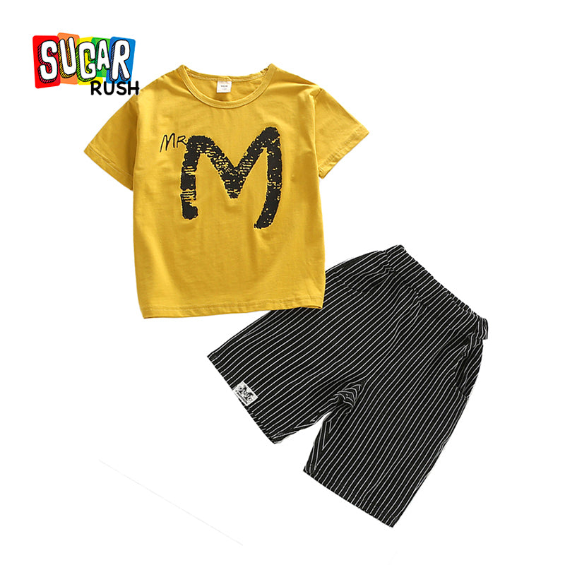 Boys Yellow Printed Top with Shorts