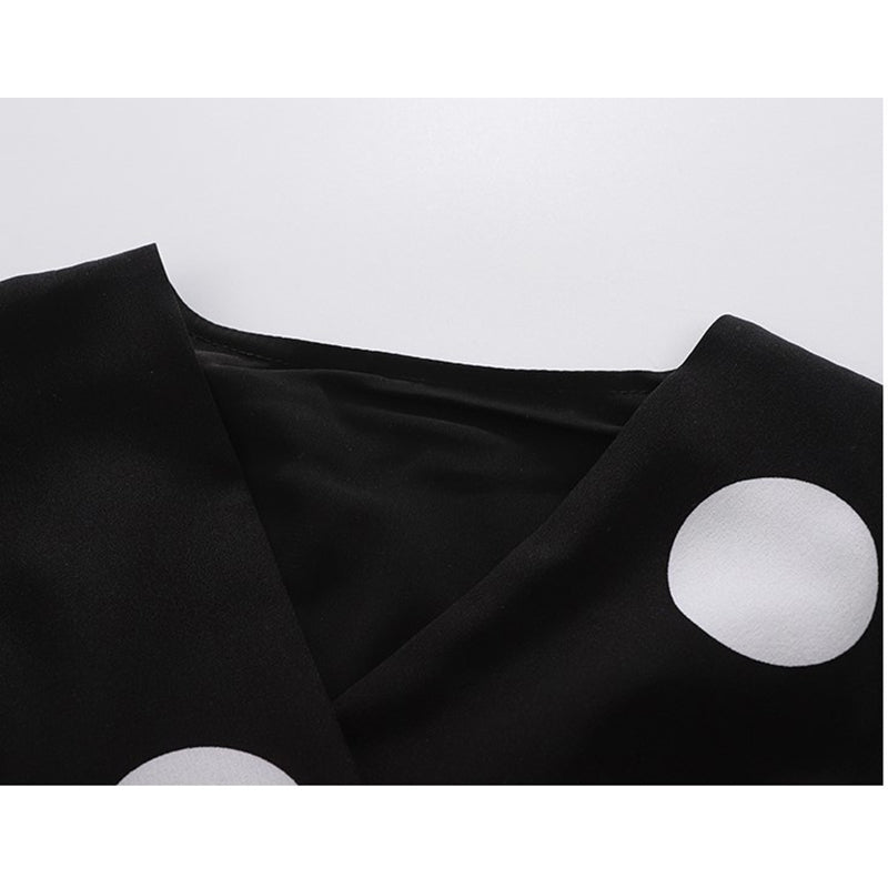 Girls Black Polka Dot Print Fit & Flare Dress