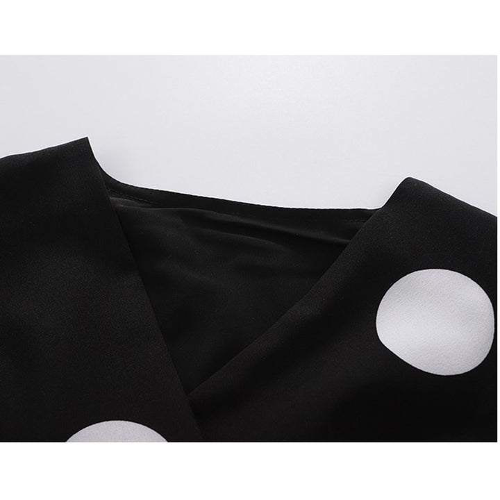 Girls Black Polka Dot Print Fit & Flare Dress